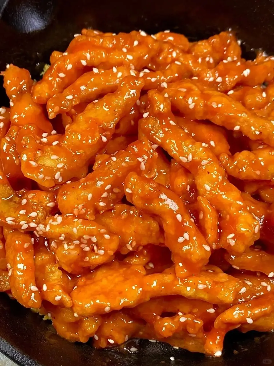 Glossy sweet and sour pork strips