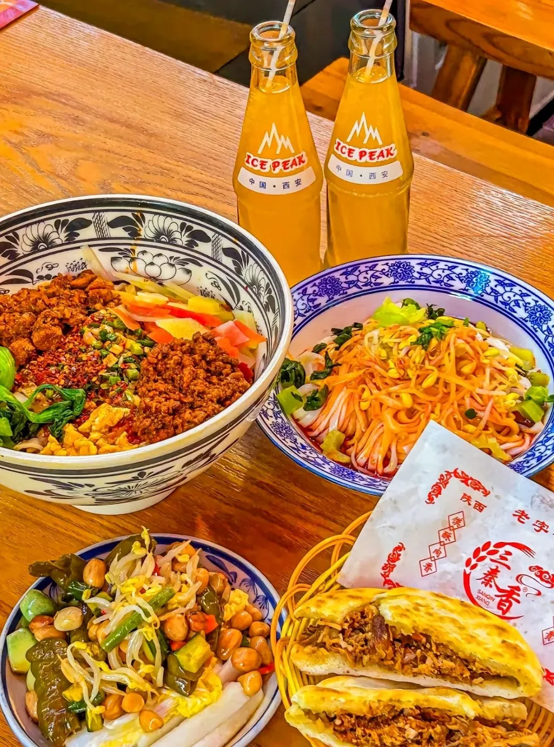 Roujiamo, liangpi noodles and Ice Peak soda in Xi'an