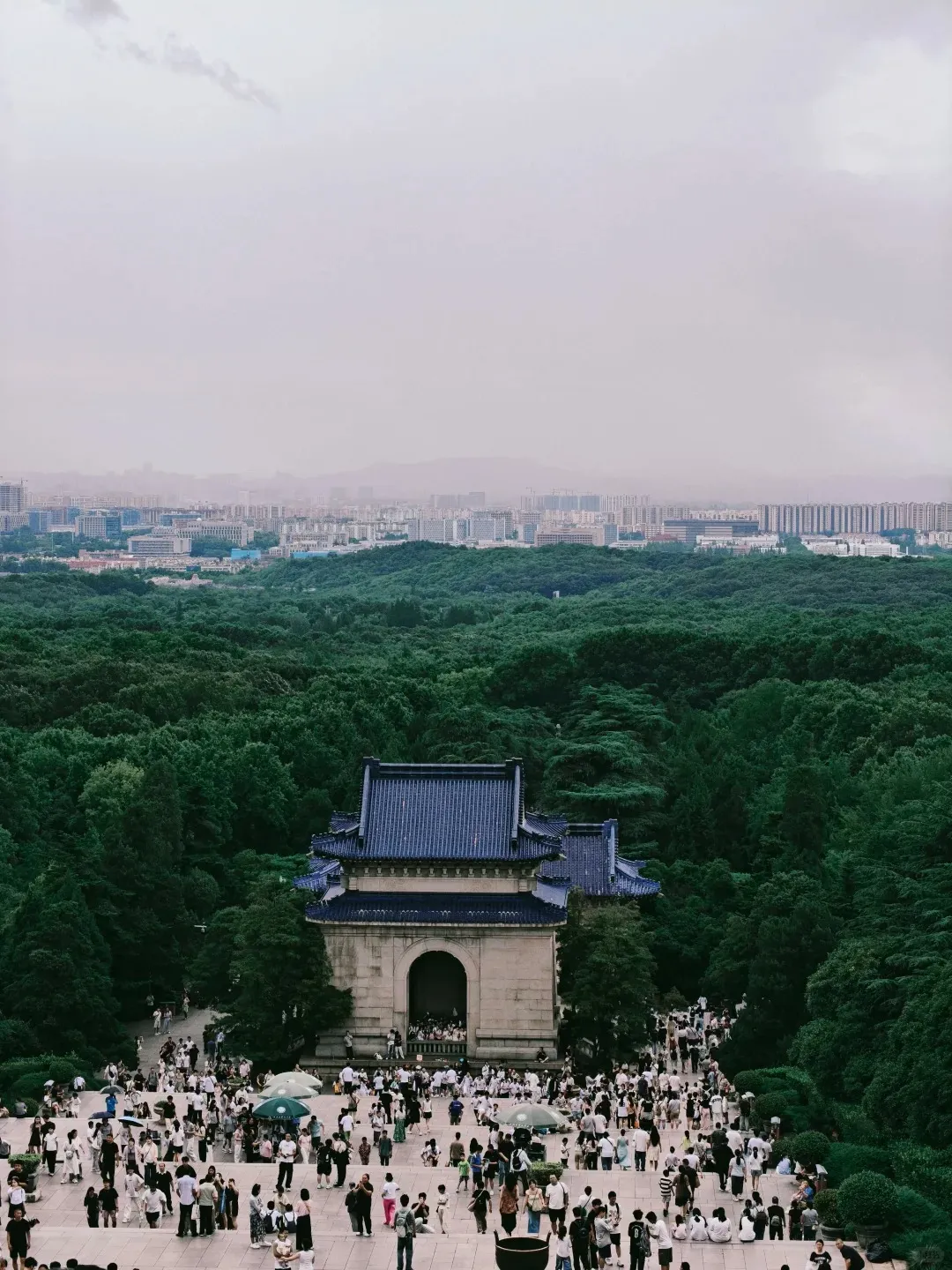 Wooded Zhongshan Mountain scenic area in Nanjing