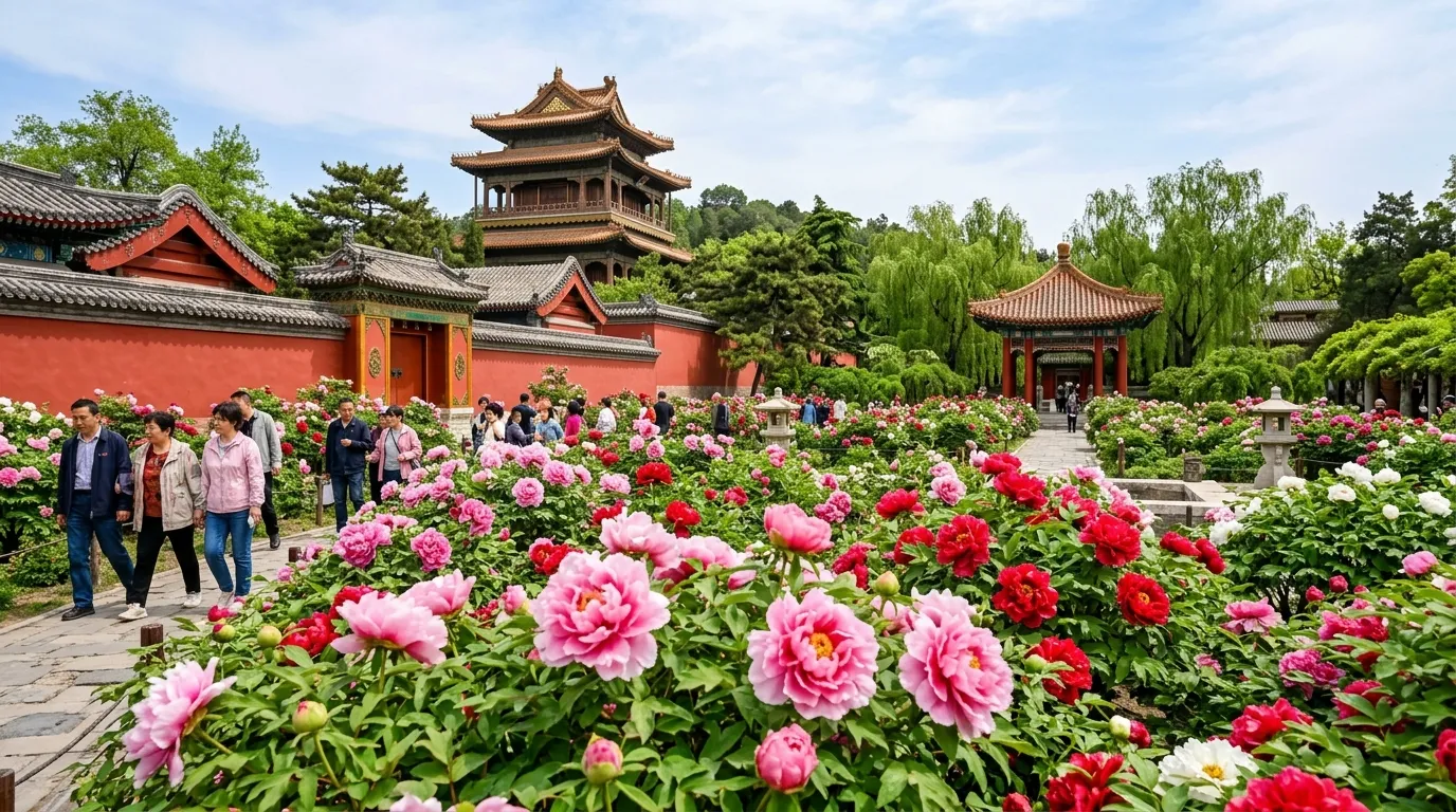 Peonies in bloom in Jingshan Park's Peony Garden
