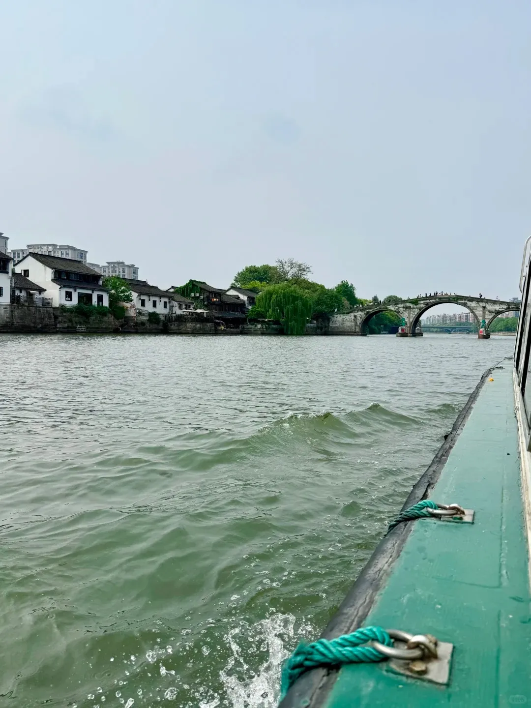 Traditional boat on the Grand Canal near Gongchen Bridge in Hangzhou