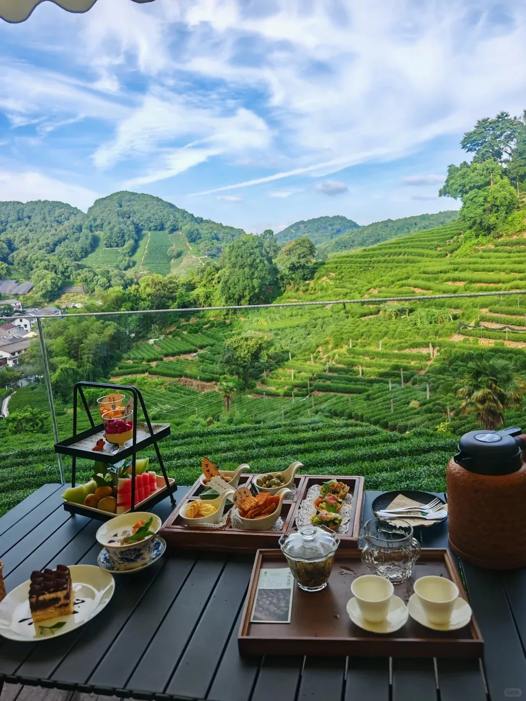 Tea terraces and misty hills around Longjing Village