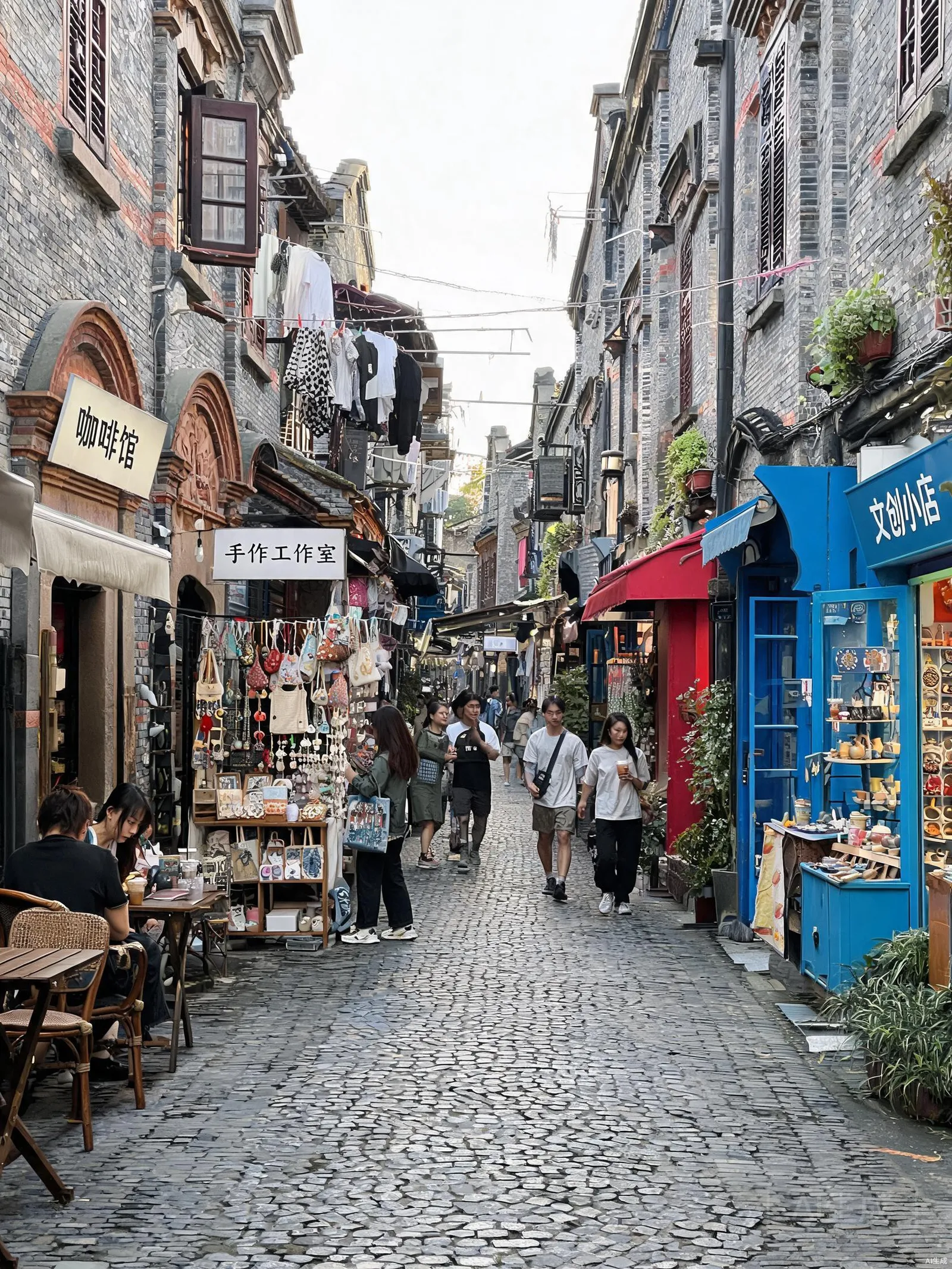 Narrow historic lane inside Shanghai Tianzifang