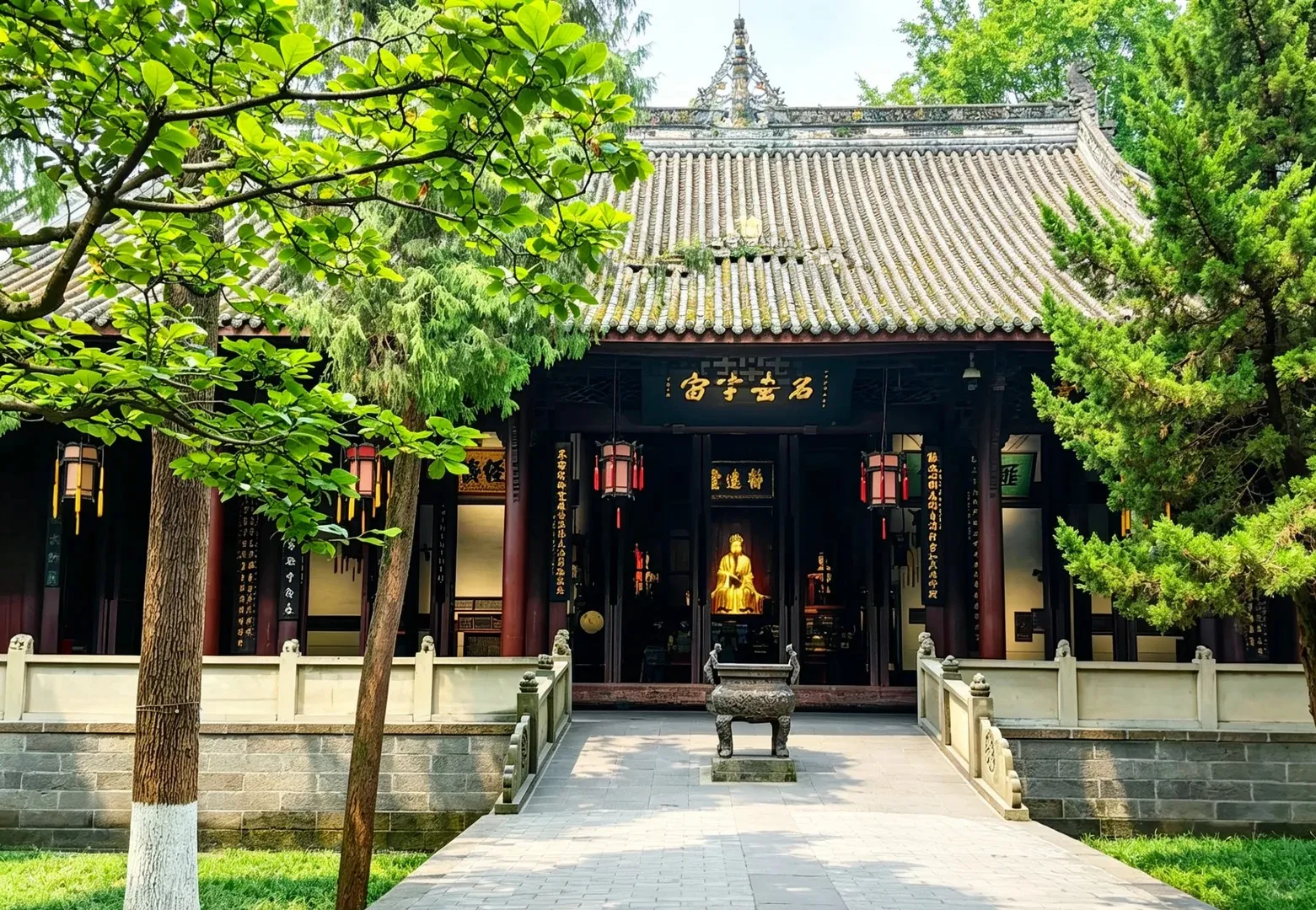Red walls and traditional architecture at Chengdu Wuhou Shrine